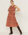 Cleo + Wolf Women's Textured Floral Midi Dress, Brick Red, hi-res