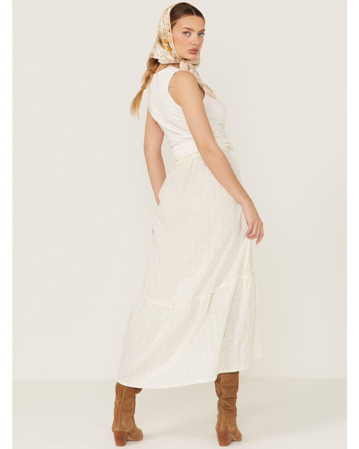 Image #3 - Shyanne Women's White Eyelet Hi Low Midi Skirt, White, hi-res