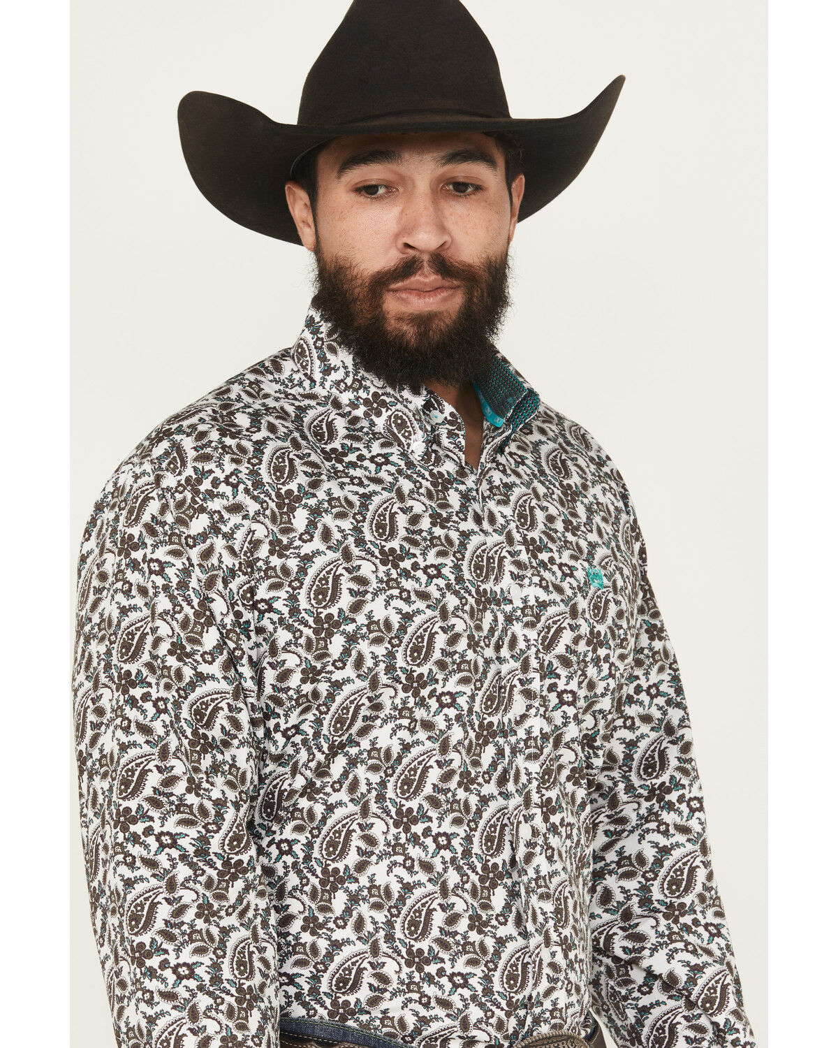 Image #2 - Cinch Men's Paisley Print Long Sleeve Button-Down Western Shirt, White, hi-res