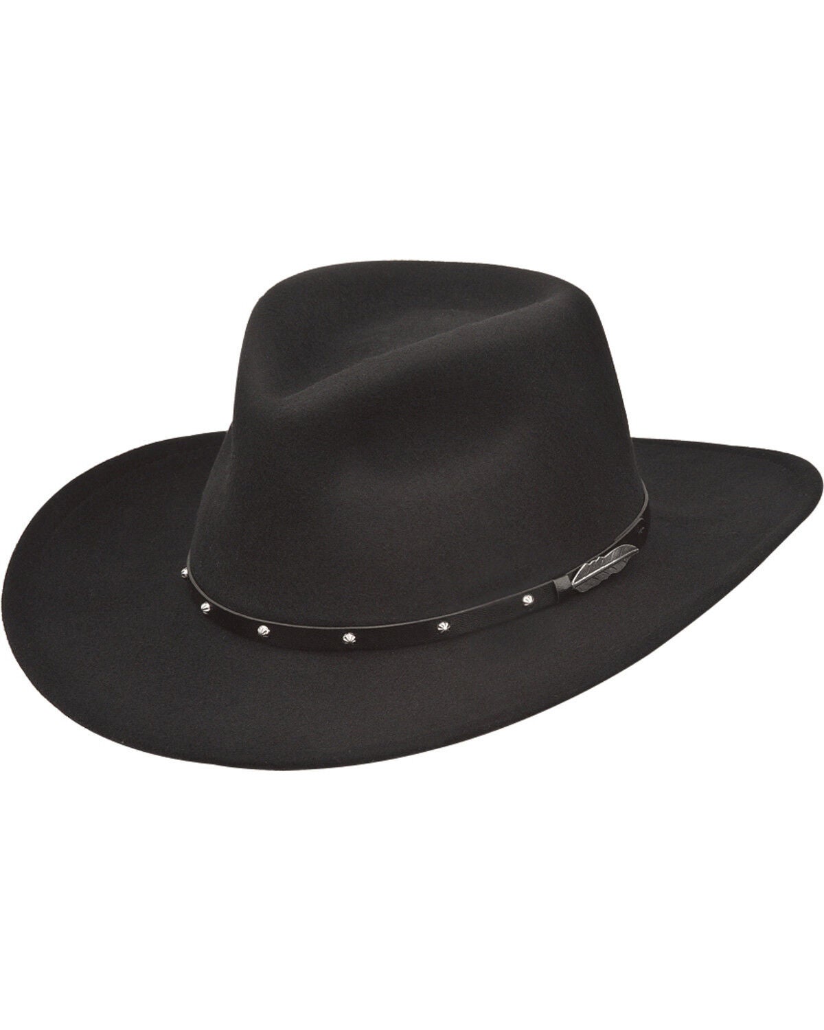 Black Creek Men's Feather Concho Felt Western Fashion Hat, Black, hi-res