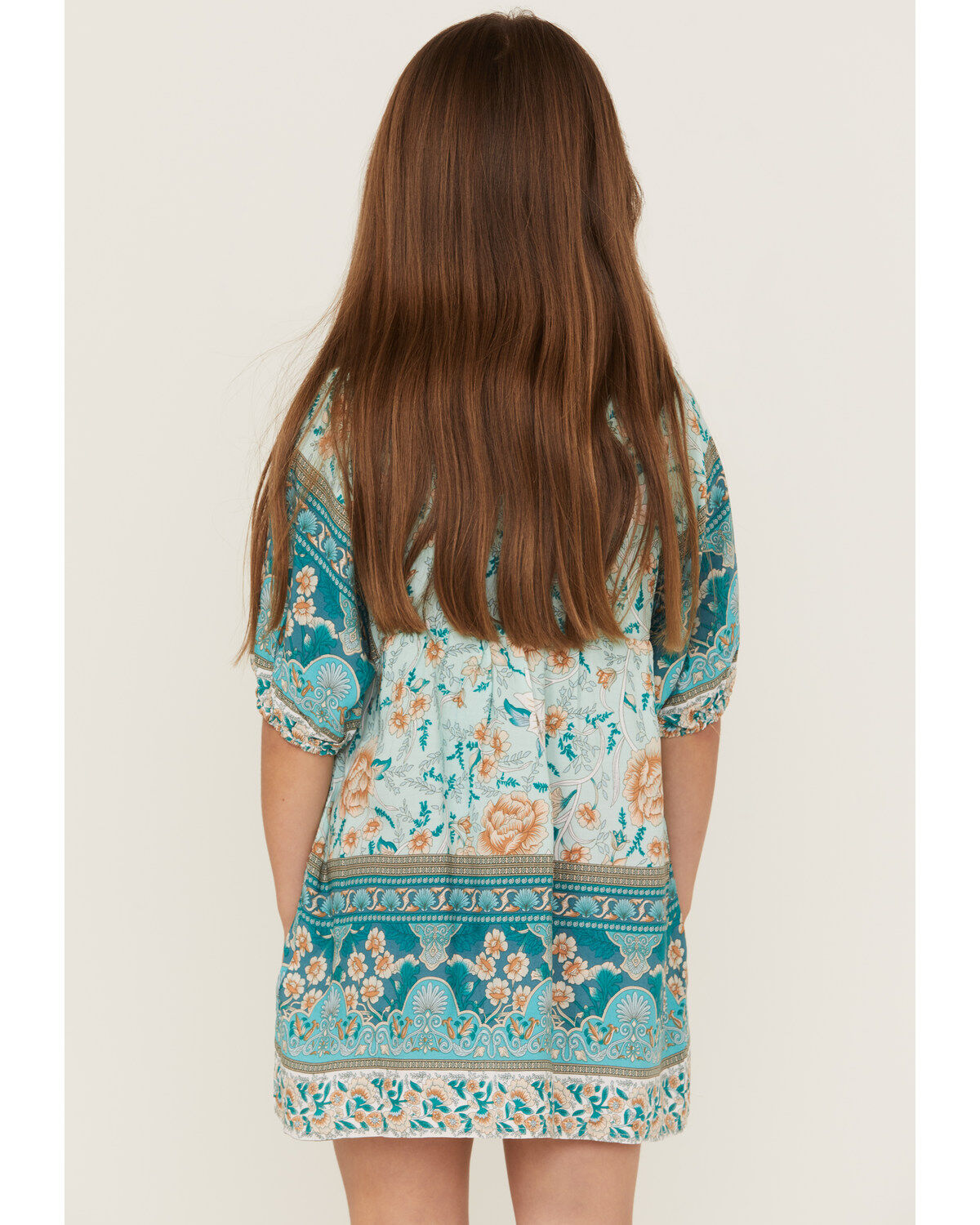 Image #4 - Hayden Girls' Border Print Tunic Mini Dress, Turquoise, hi-res