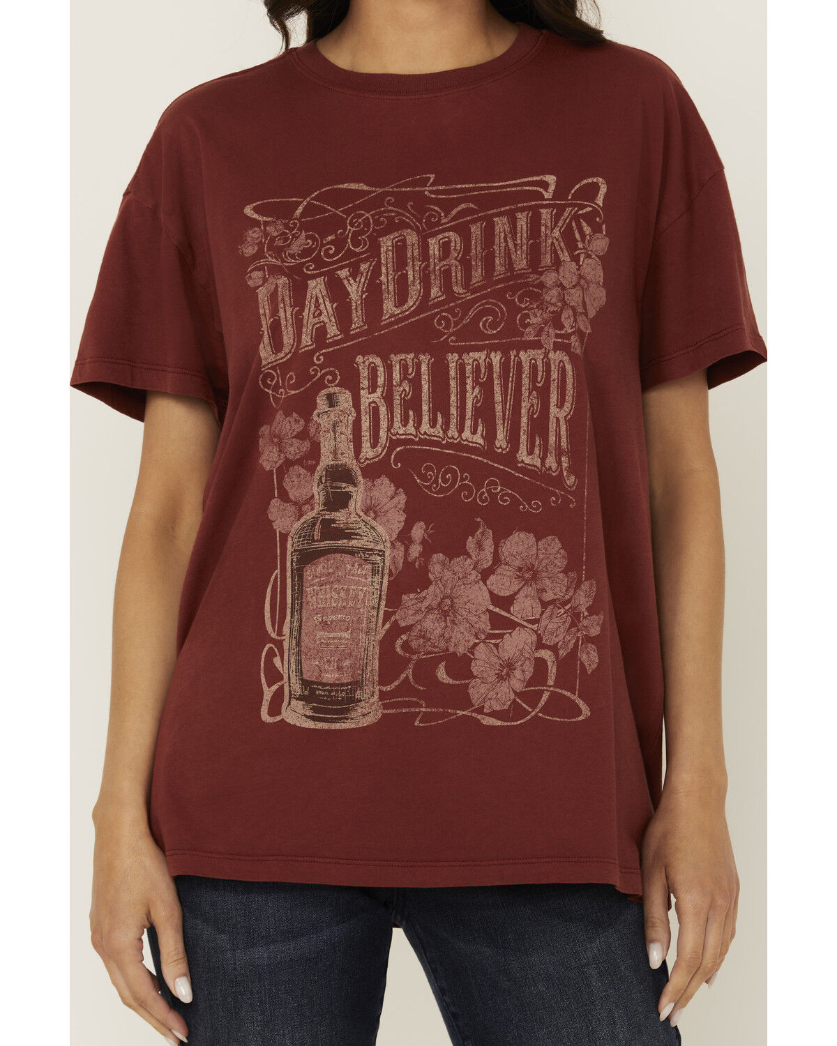 Image #3 - Cleo + Wolf Women's Day Drink Believer Short Sleeve Graphic Tee, Brandy Brown, hi-res