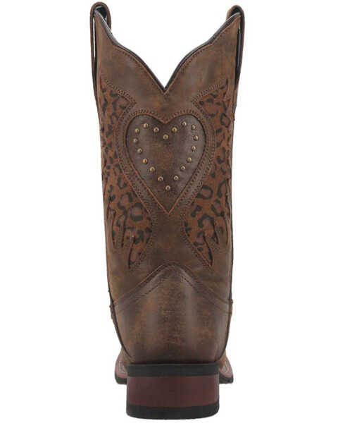 Laredo Women's Stella Leopard Print Inlay Studded Western Boot - Square Toe, Brown, hi-res