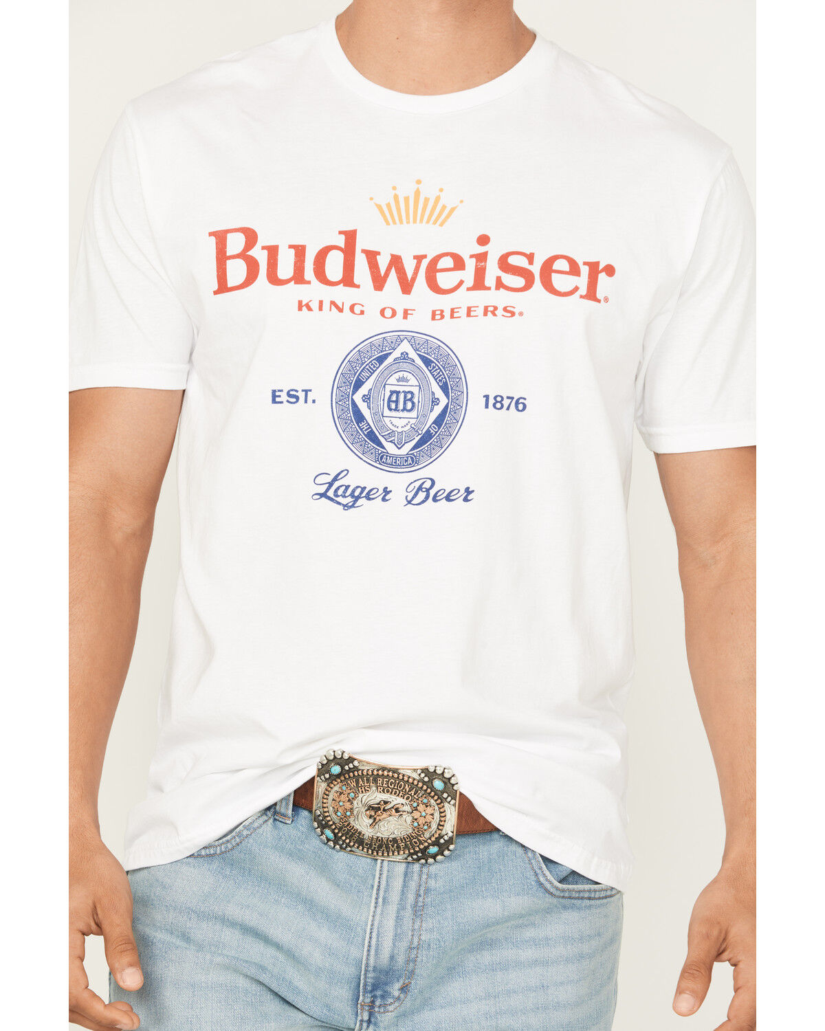 Image #3 - Buckwear Men's Budweiser Short Sleeve Graphic T-Shirt, White, hi-res