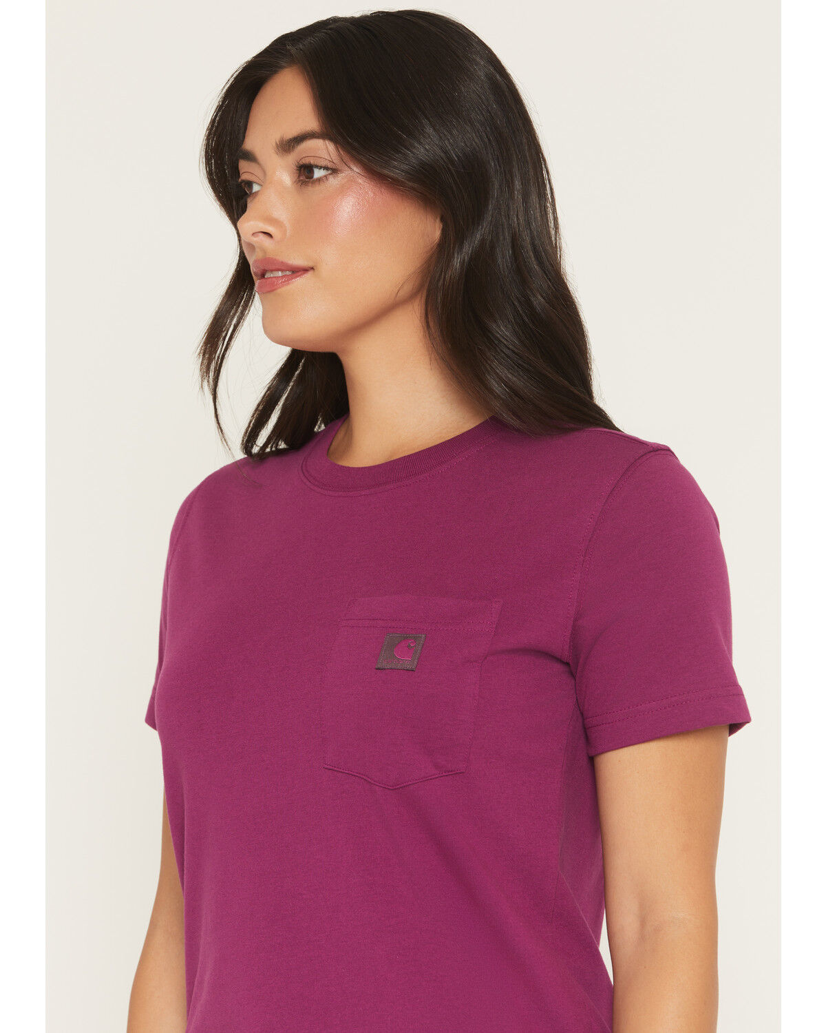 Image #2 - Carhartt Women's Relaxed Fit Lightweight Short Sleeve Pocket Tee, Maroon, hi-res