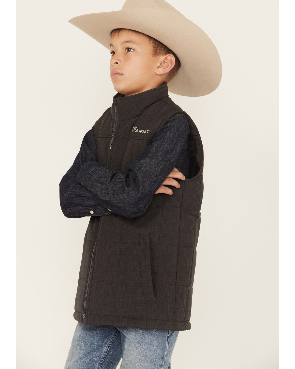 Image #2 - Ariat Boys' Crius Insulated Vest, Grey, hi-res
