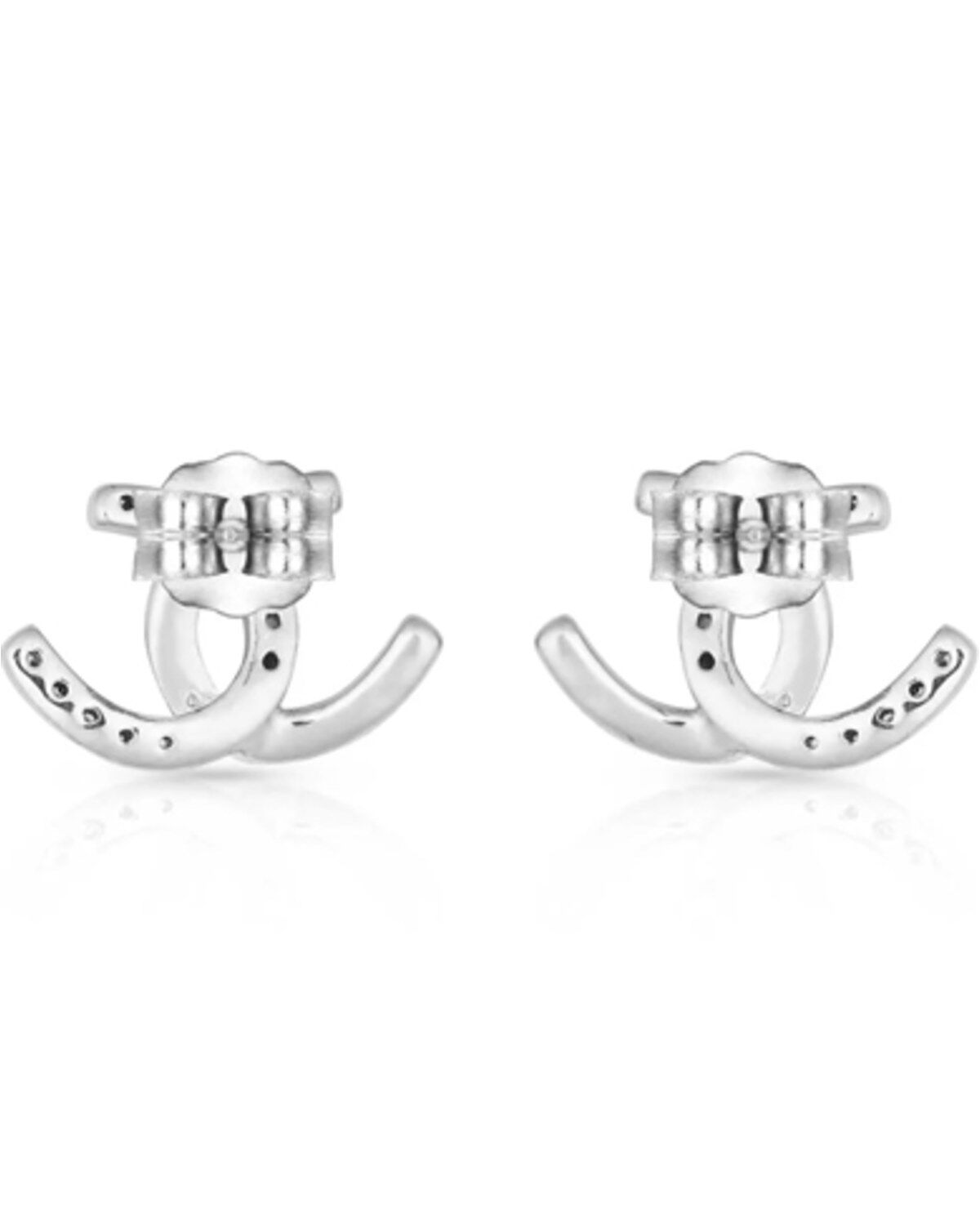 Image #2 - Montana Silversmiths Women's Horseshoe Happiness Post Earrings, Silver, hi-res