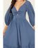 Image #3 - Wild Moss Women's Knot Front Midi Dress, Teal, hi-res
