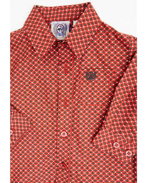 Image #2 - Cinch Infant Boys' Geo Print Long Sleeve Button Down Shirt, Red, hi-res