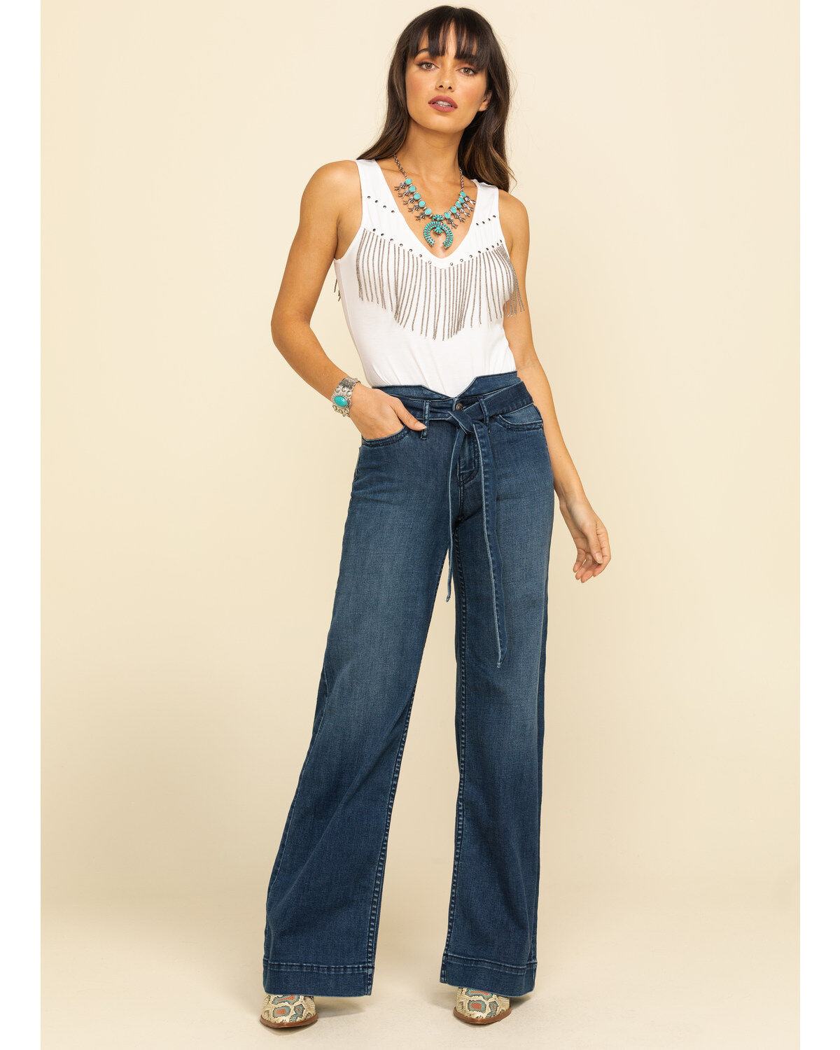 high rise belted jeans