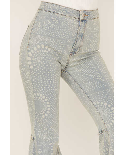 Product Name: Free People Women's Light Wash High Rise Geo Print Just Float  On Flare Jeans