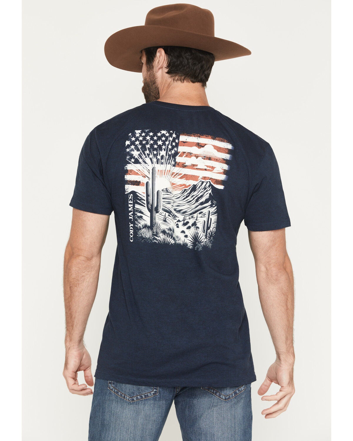 Cody James Men's Desert Flag Patriotic Short Sleeve Graphic T-Shirt, Navy, hi-res