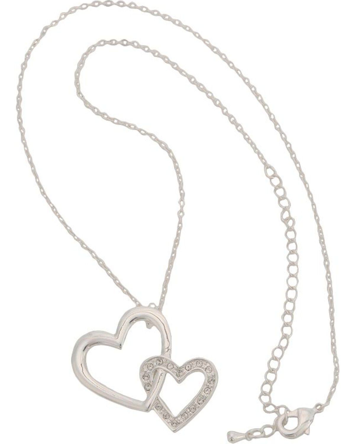 Image #1 - Montana Silversmiths Women's Double Heart Necklace, Silver, hi-res