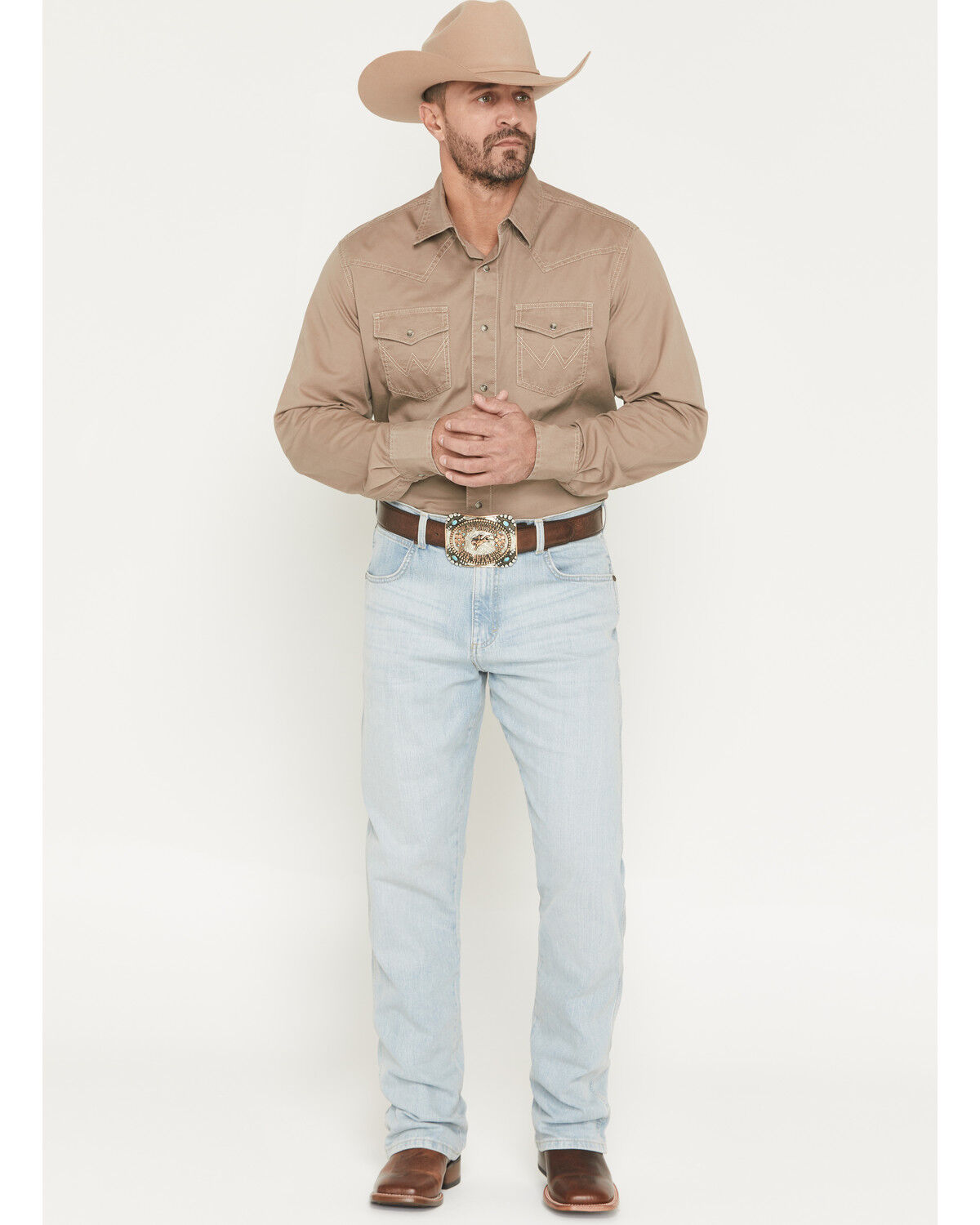 Image #1 - Wrangler Retro Men's Light Wash Relaxed Bootcut Stretch Denim Jeans, Light Wash, hi-res