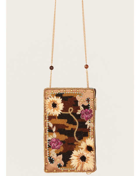 Mary Frances Women's Out on the Prairie Handmade Sunflower Embroidered Crossbody Phone Bag, Brown, hi-res