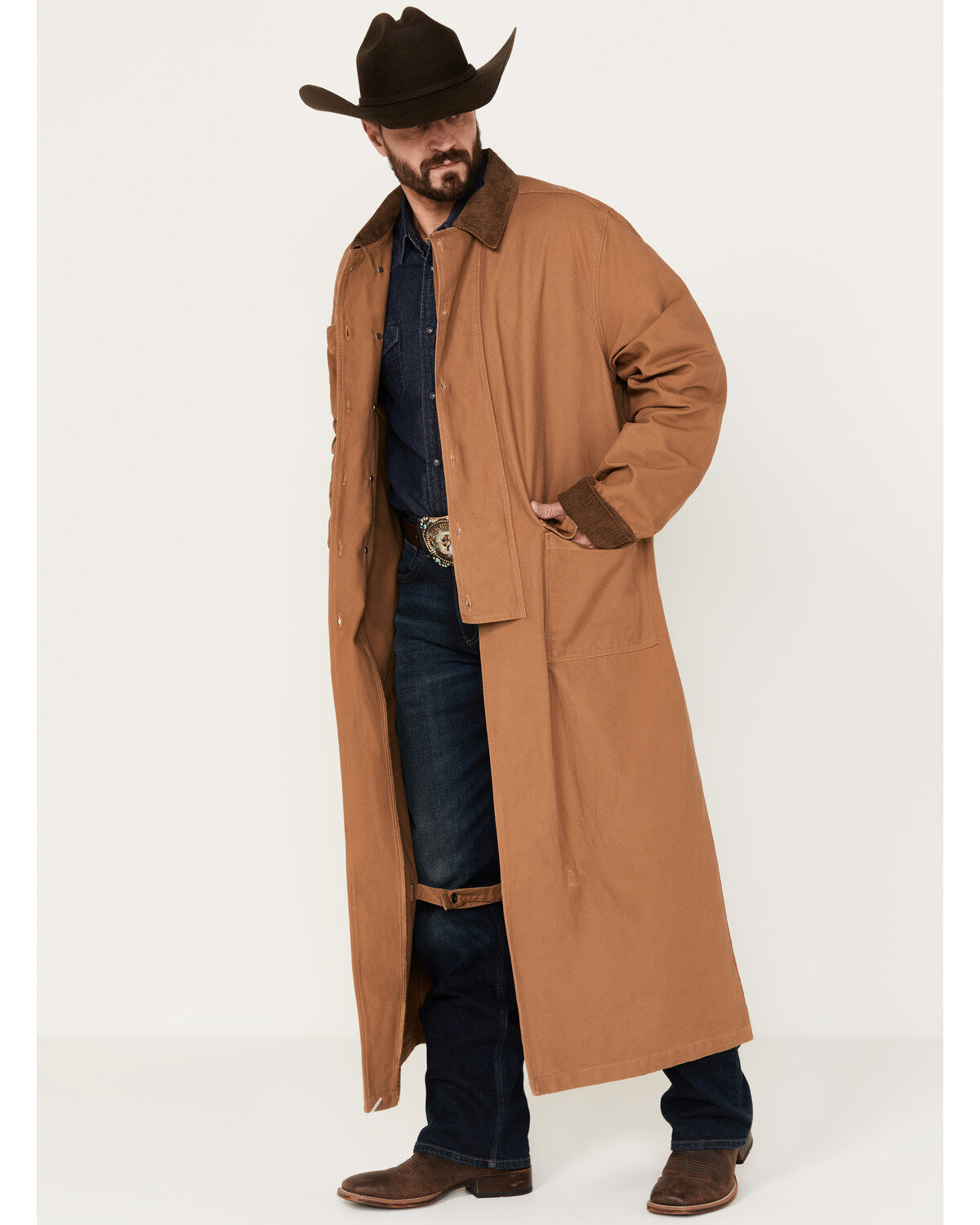 Image #2 - Scully Men's Authentic Canvas Duster, Brown, hi-res