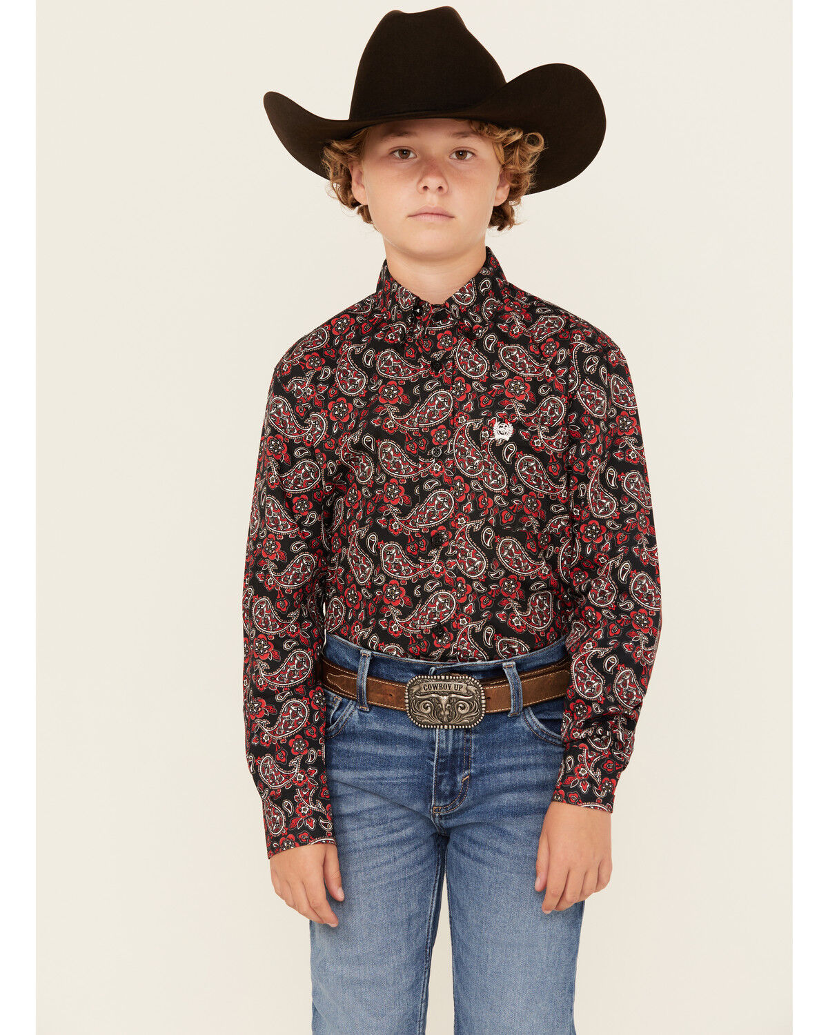 Image #1 - Cinch Boys' Paisley Print Long Sleeve Button-Down Western Shirt, , hi-res