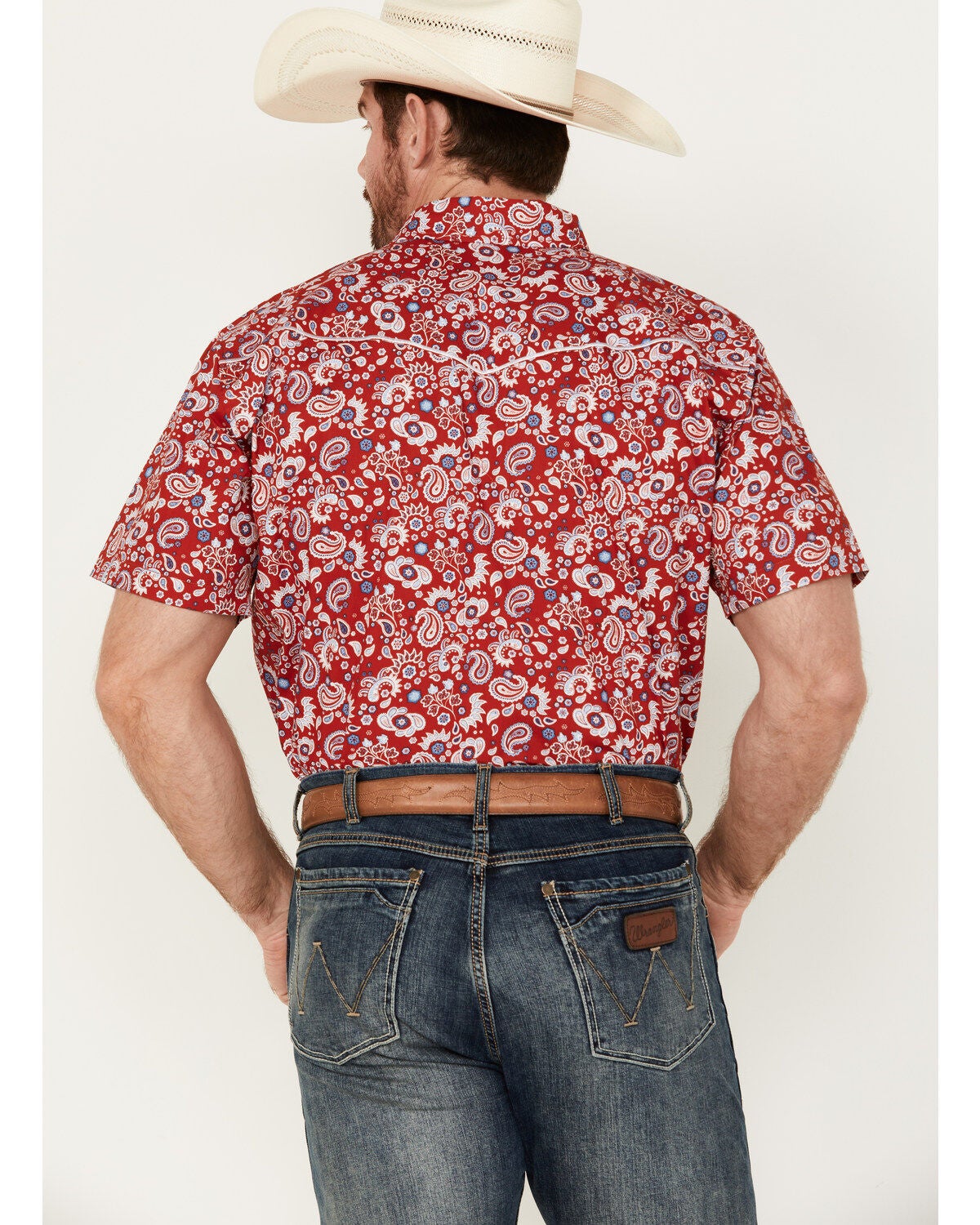 Image #4 - Cowboy Hardware Men's Boot Barn Exclusive Paisley Print Short Sleeve Pearl Snap Western Shirt, , hi-res