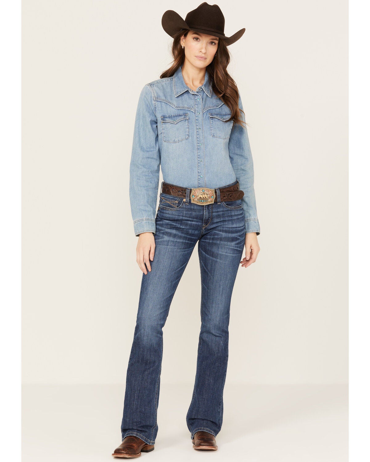 Image #1 - Ariat Women's R.E.A.L Perfect Rise Leila Bootcut Stretch Jeans, , hi-res