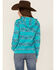 RANK 45 Women's Southwestern Stripe Pullover Sweatshirt Hoodie, Turquoise, hi-res