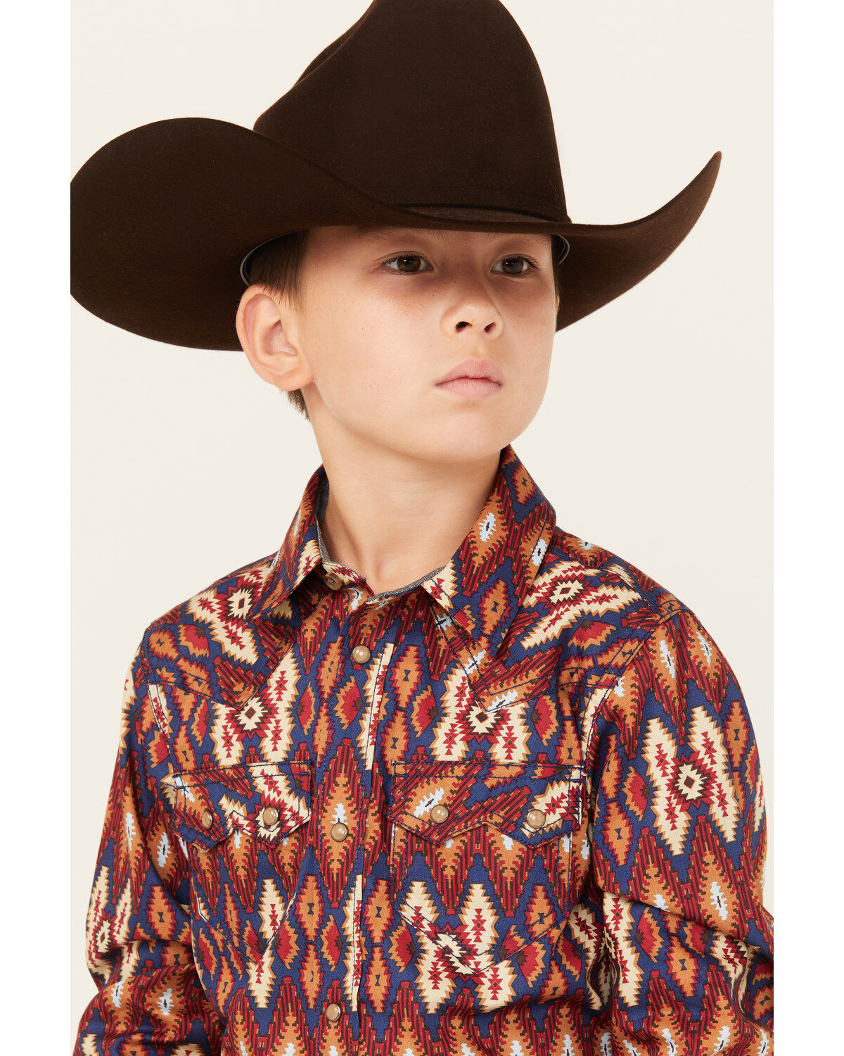 Image #2 - Cody James Boys' Sioux Falls Southwestern Print Long Sleeve Snap Western Shirt, Red, hi-res