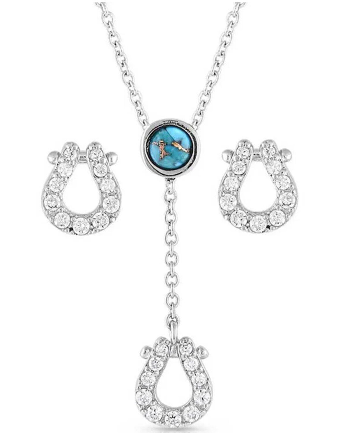 Montana Silversmiths Women's Infinite Luck Turquoise Stone Jewelry Set - 2 Piece, Silver, hi-res