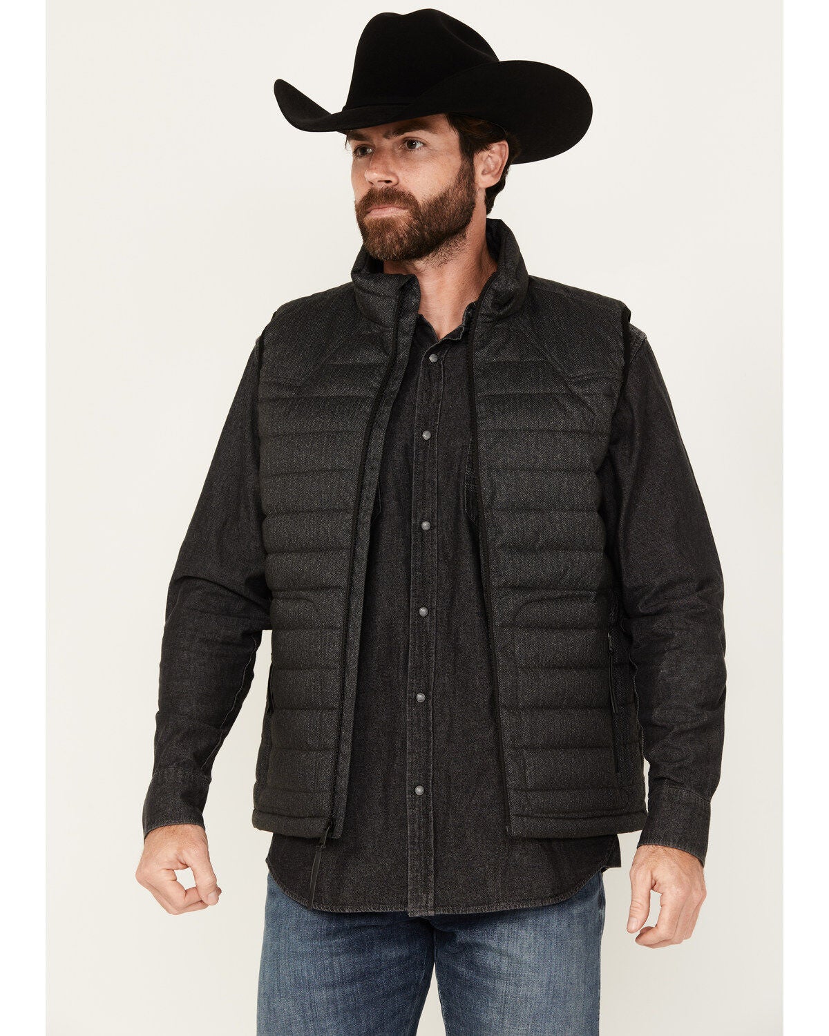 Moonshine Spirit&reg; Men's Puffer Zip Vest, Charcoal, hi-res