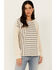 Image #1 - Cruel Girl Women's Long Sleeve Knit Top, Cream, hi-res