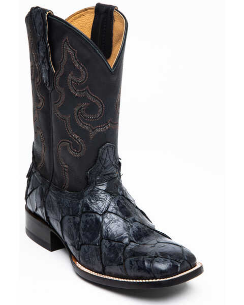Image #1 - Cody James Men's Black Flat Pirarucu Western Boots - Narrow Square Toe, , hi-res