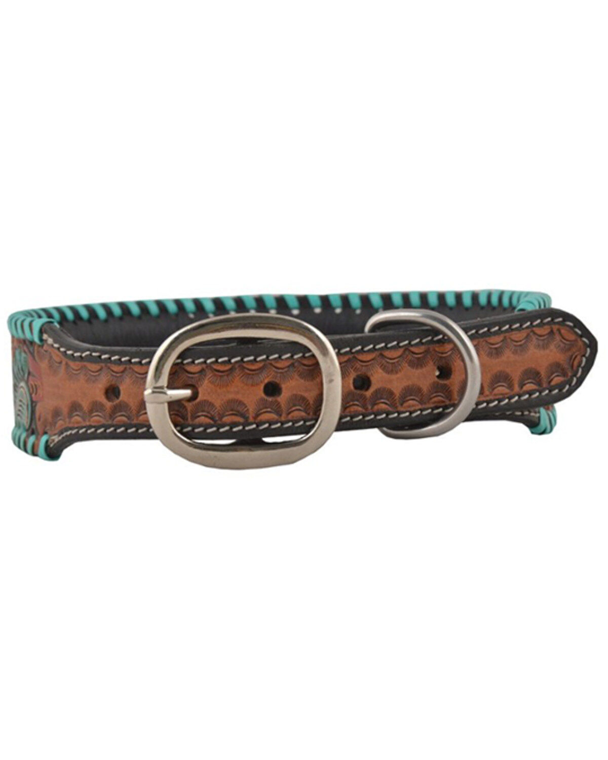 Image #4 - Myra Full Bloom Tooled Leather Dog Collar, , hi-res