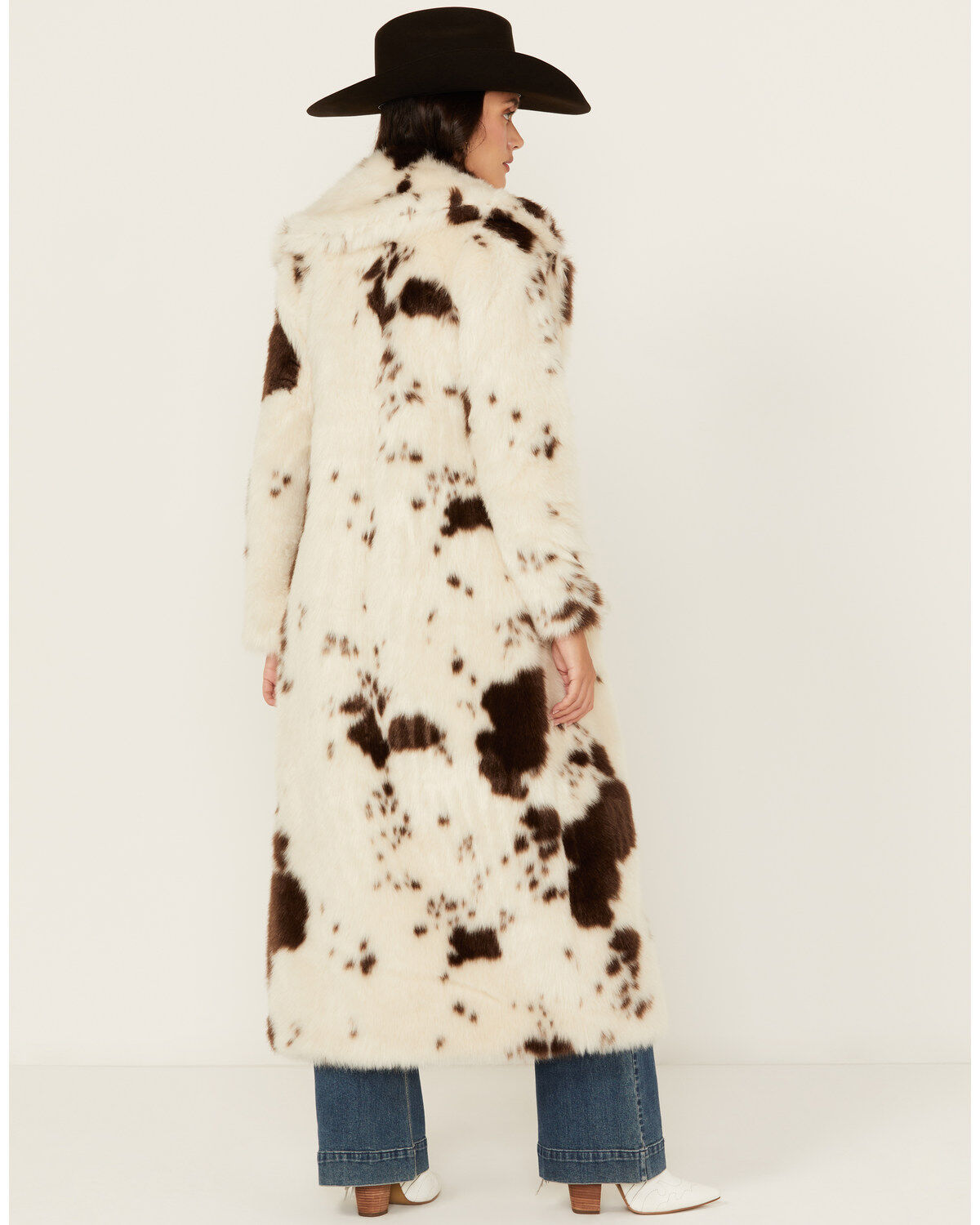 Image #4 - Powder River Outfitters Women's Cow Print Duster Faux Fur Coat, , hi-res