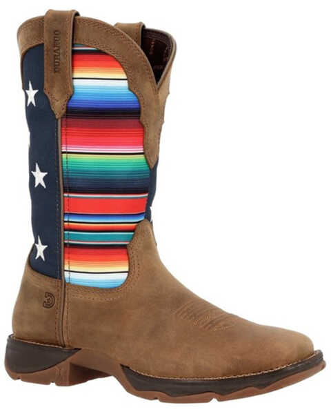 Durango Women's Lady Rebel™ American Flag Serape Work Boots - Square Toe, Brown, hi-res
