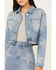 Image #3 - Vibrant Denim Women's Medium Wash Cropped Rhinestone Star Denim Jacket , , hi-res