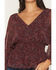 Image #3 - Shyanne Women's Roice Printed Chiffon Smocked Waist Top, Brick Red, hi-res