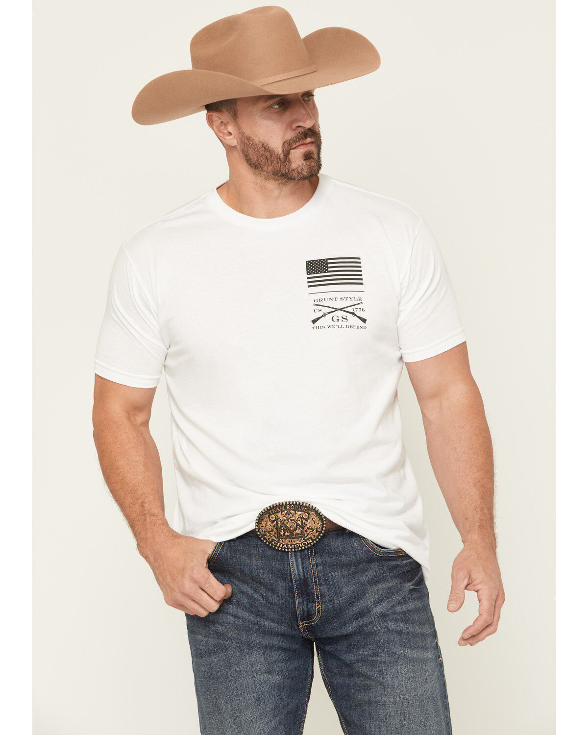 Image #2 - Grunt Style Men's Strength Through Suffering Short Sleeve Graphic T-Shirt, White, hi-res