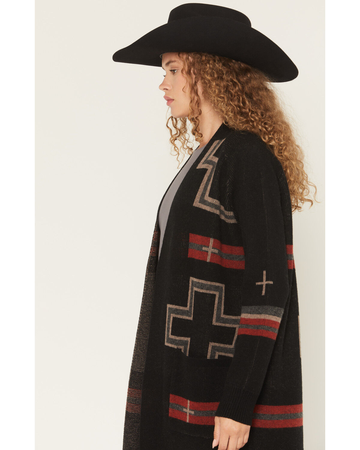 Image #2 - Pendleton Women's Southwestern Print Duster, Black, hi-res