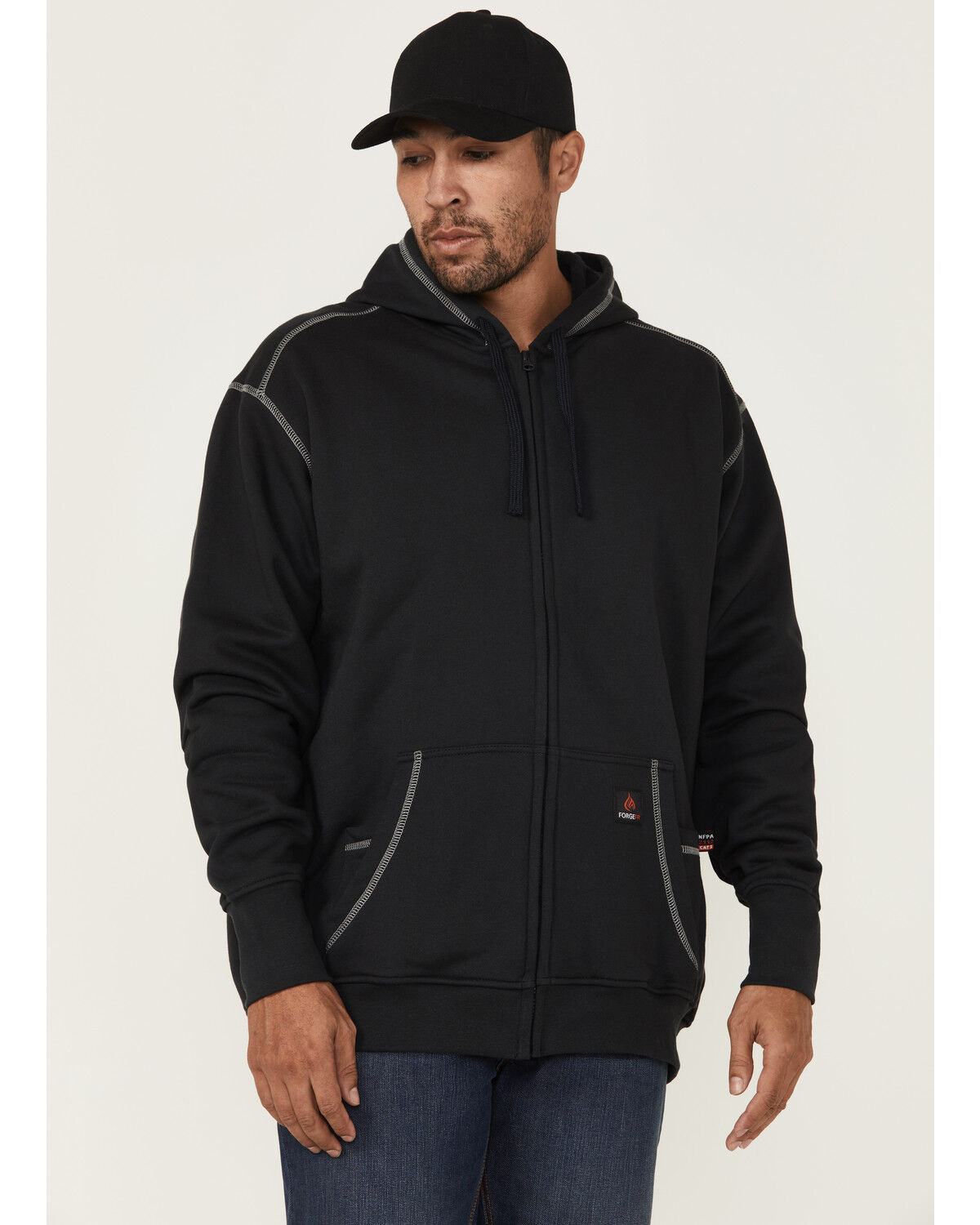 Forge Workwear Men´s FR Solid Contrast Stitch Zip HoodedJacket
