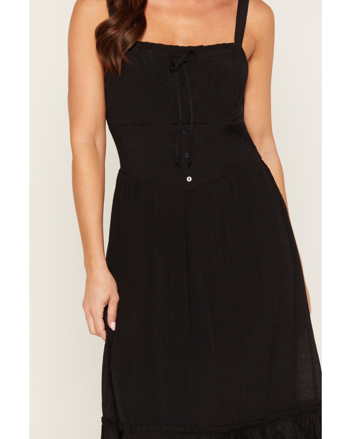 Image #3 - June & Hudson Women's Corset Button-Down Sleeveless Midi Dress, Black, hi-res