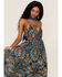 Flying Tomato Women's Floral Print Side Slit Sleeveless Maxi Dress, Teal, hi-res