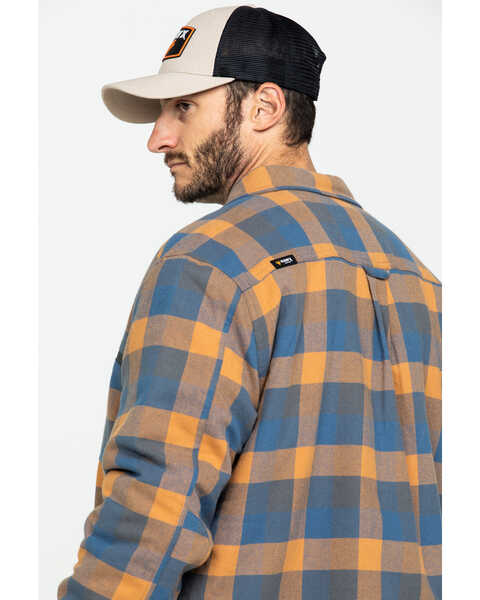 Image #5 - Hawx Men's Khaki Sherpa Lined Plaid Zip Front Work Shirt Jacket , , hi-res