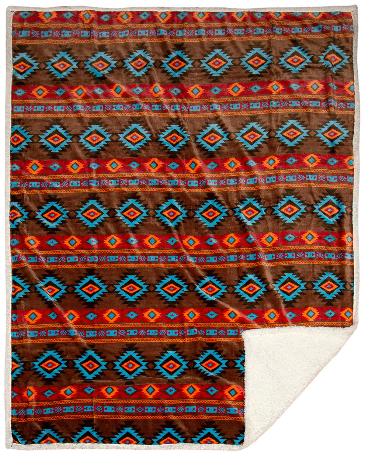 Image #2 - Carstens Home Wrangler Southwest Horizon Rustic Sherpa Fleece Throw Blanket, Turquoise, hi-res