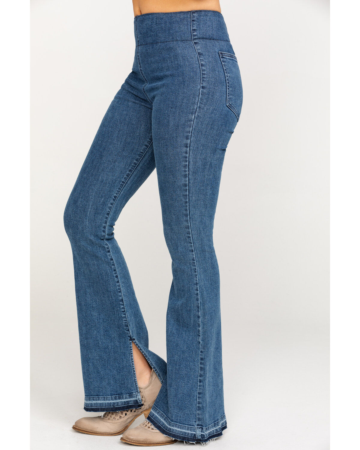 Image #3 - Show Me Your Mumu Women's Austin Pull On Flare Jeans, Blue, hi-res