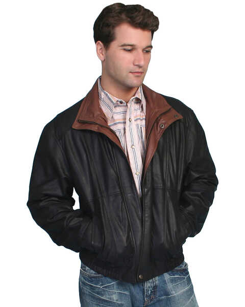 Scully Men's Double Collar Featherlite Leather Jacket, Black, hi-res