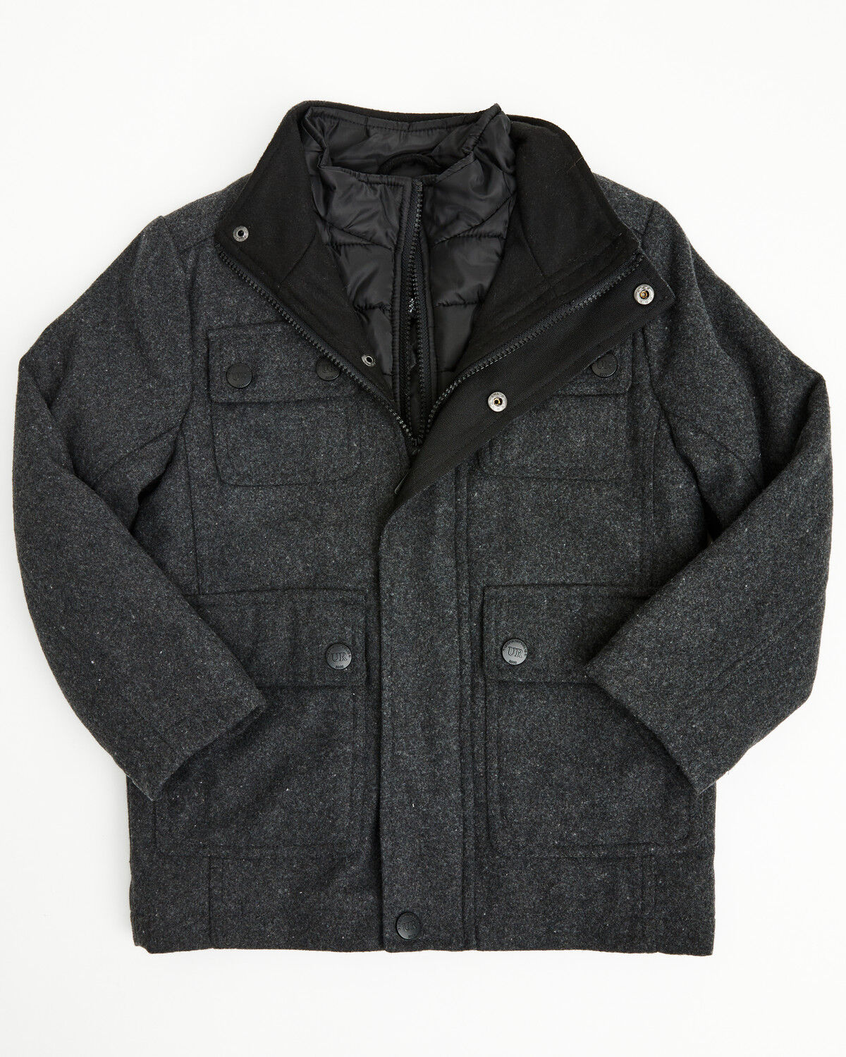 Image #1 - Urban Republic Boys' Military Jacket, Charcoal, hi-res