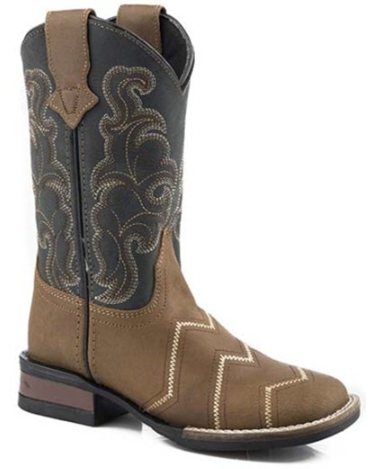 Image #1 - Roper Little Boys' Monterey Angles Western Boots - Broad Square Toe, Brown, hi-res