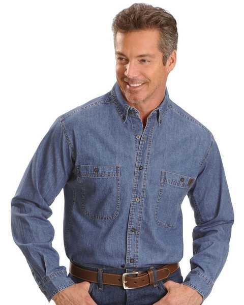 Image #1 - Wrangler Riggs Men's Denim Long Sleeve Work Shirt, , hi-res