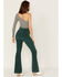 Free People Women's Jayde Cord Flare Jeans, Forest Green, hi-res