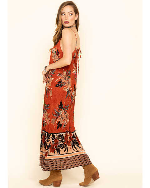 Image #2 - Patron of Peace Women's Rust Floral Border Sleeveless Maxi Dress, , hi-res