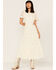 Flying Tomato Women's Just My Type Short Puff Sleeve Lace Midi Dress, Cream, hi-res