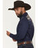 Image #2 - Rodeo Clothing Men's Embroidered Embellished Long Sleeve Snap Western Shirt, Navy, hi-res